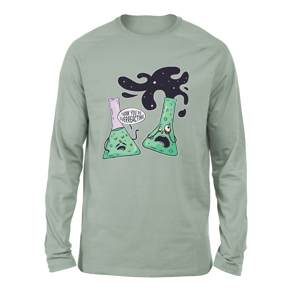 I Think You're Overreacting Men/Unisex Drop Shoulder Sweatshirt in Dusty Blue color