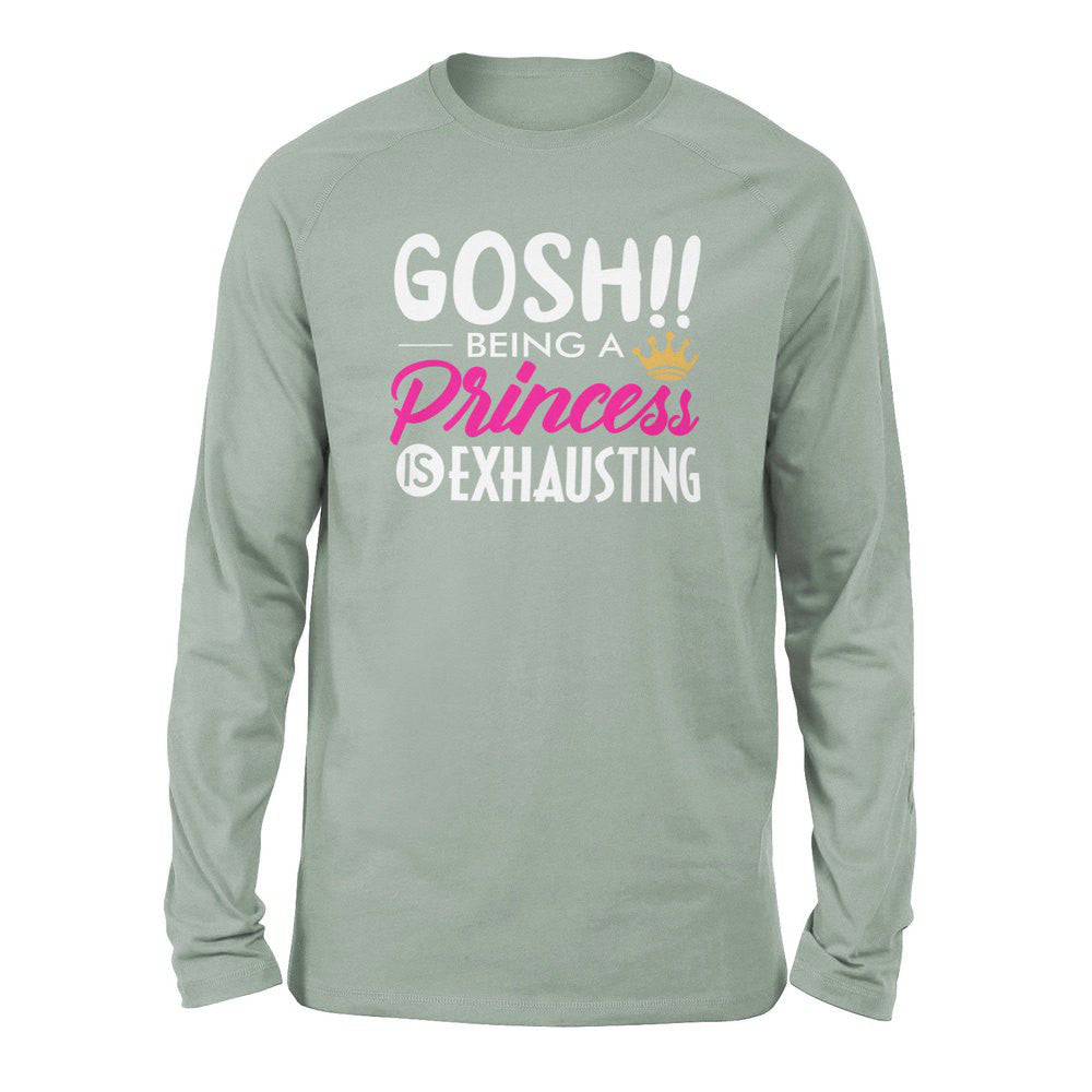 Gosh!! Being A Pricess Is Exhausting Men/Unisex Drop Shoulder Sweatshirt in Dusty Blue color