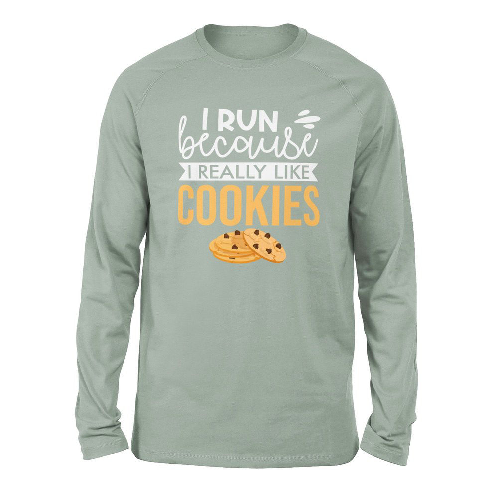I Run Because I Really Like Cookies Men/Unisex Drop Shoulder Sweatshirt in Dusty Blue color