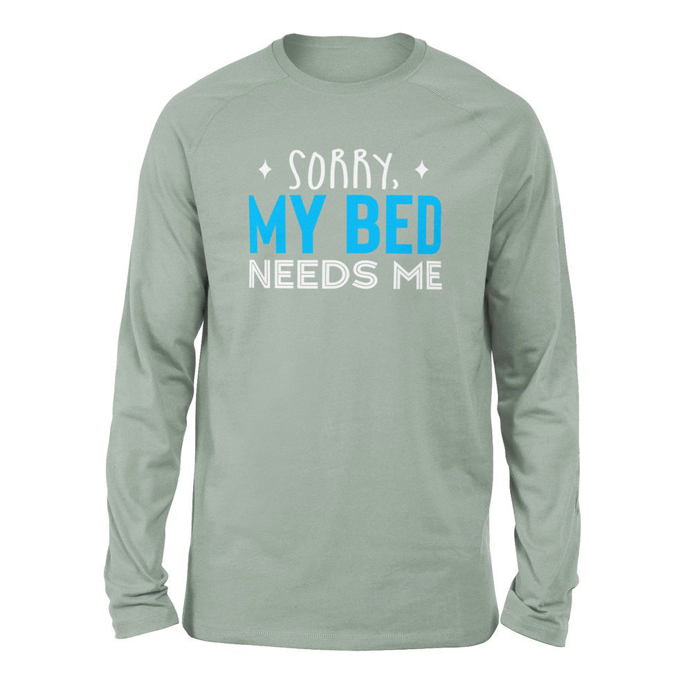 Sorry, My Bed Needs Me Men/Unisex Drop Shoulder Sweatshirt in Dusty Blue color