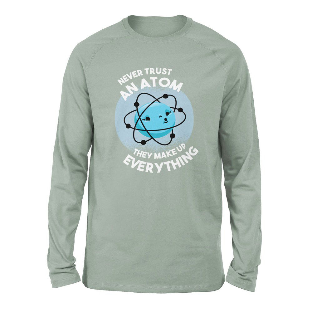 Never Trust An Atom, They Make Up Everything Men/Unisex Drop Shoulder Sweatshirt in Dusty Blue color