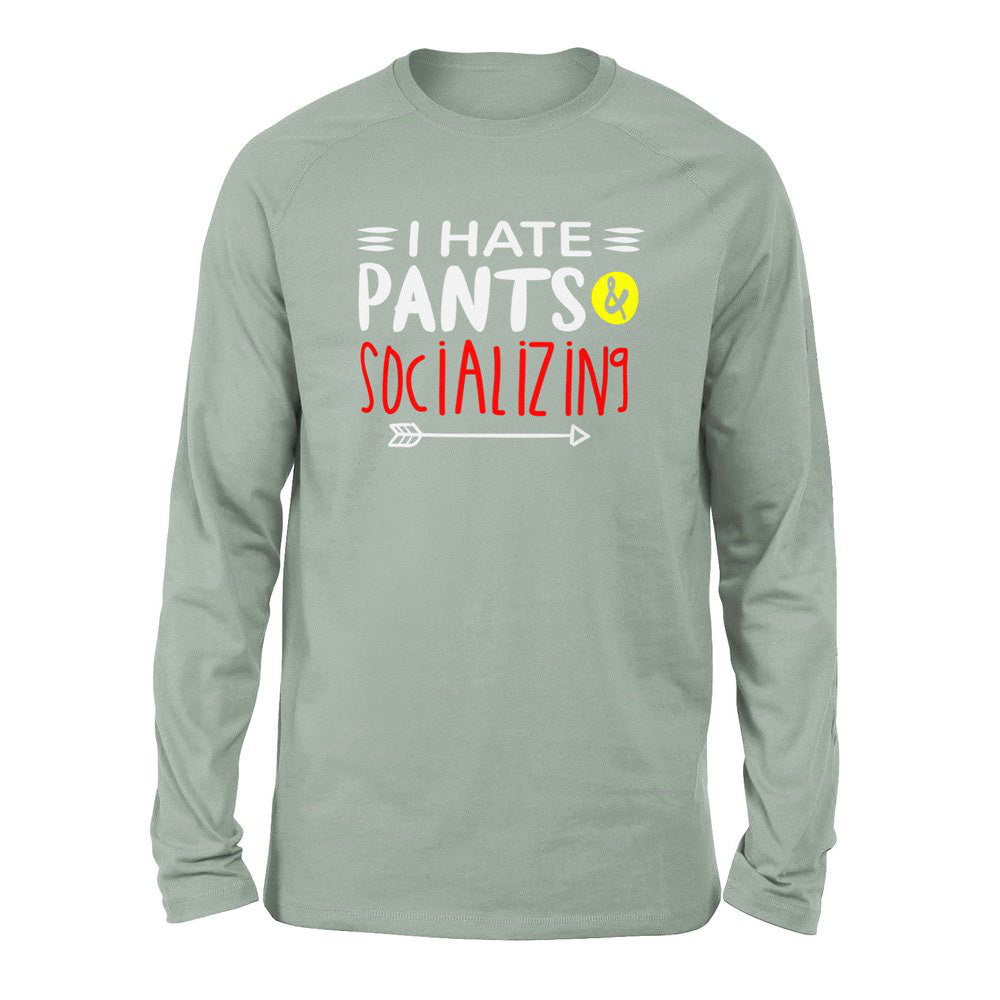 I Hate Pants & Socializing Men/Unisex Drop Shoulder Sweatshirt in Dusty Blue color