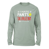 I Hate Pants & Socializing Men/Unisex Drop Shoulder Sweatshirt in Dusty Blue color