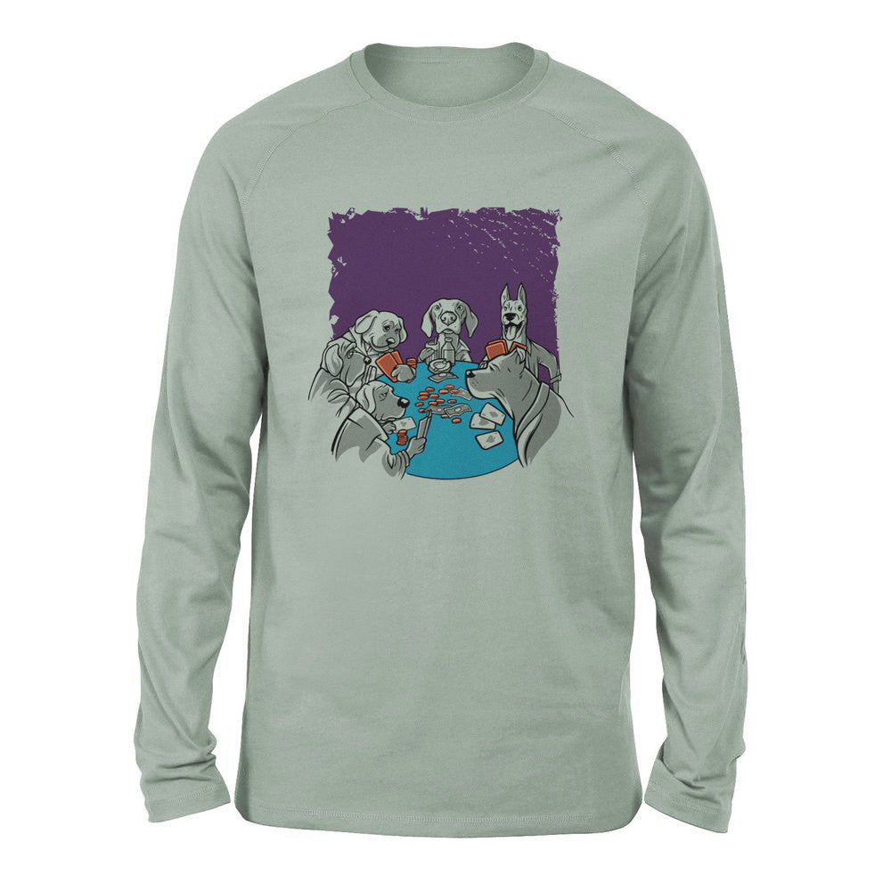 Poker Dogs Men/Unisex Drop Shoulder Sweatshirt in Dusty Blue color