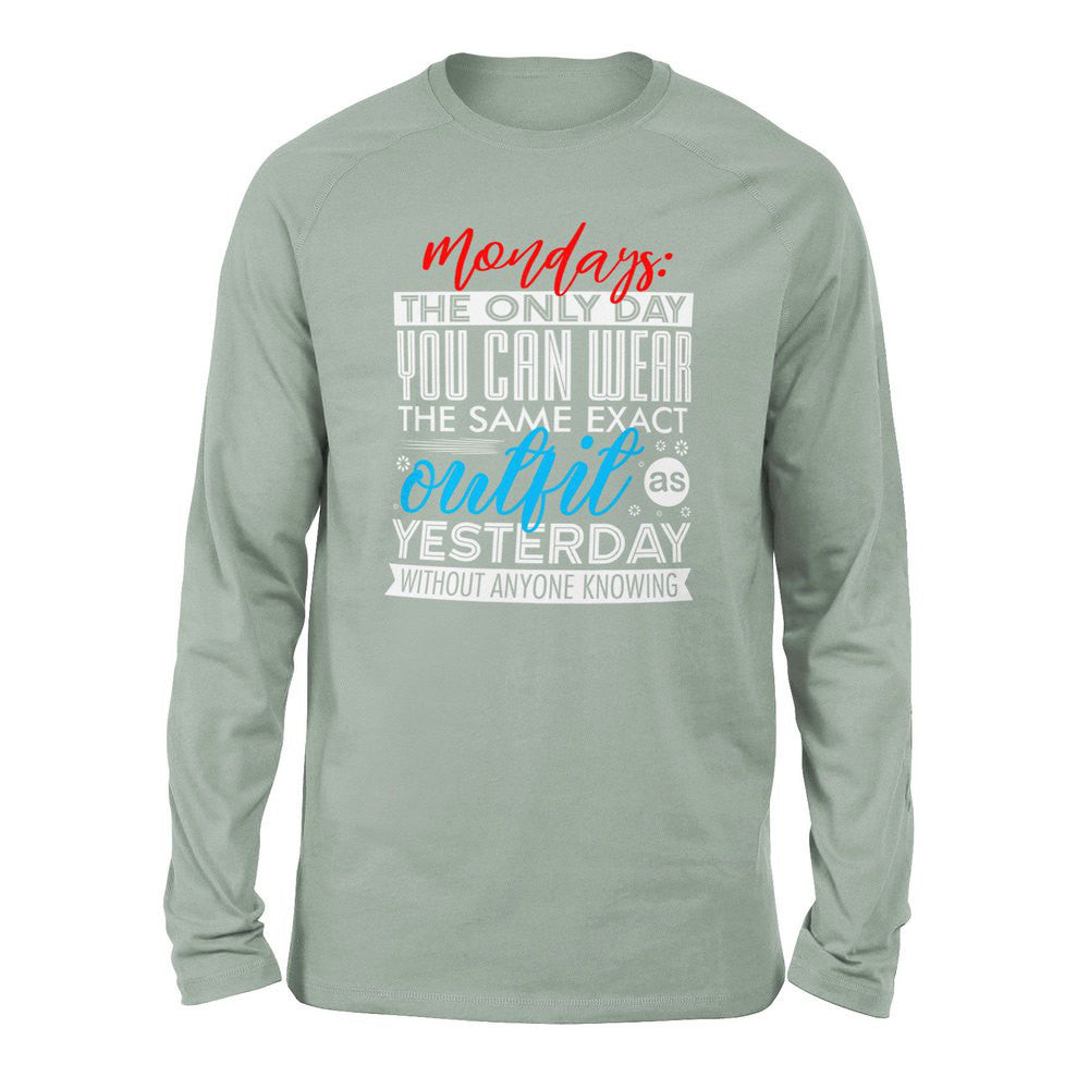 Monday, The Only Day You Can Wear The Same Exact Outfit As Yesterday Without Anyone Knowing Men/Unisex Drop Shoulder Sweatshirt in Dusty Blue color