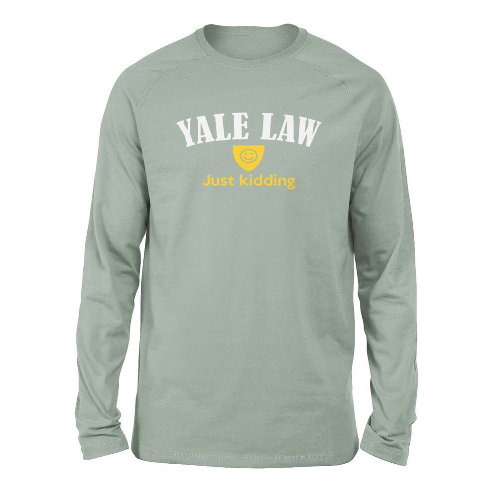 Yale Law, Just Kidding Men/Unisex Drop Shoulder Sweatshirt in Dusty Blue color
