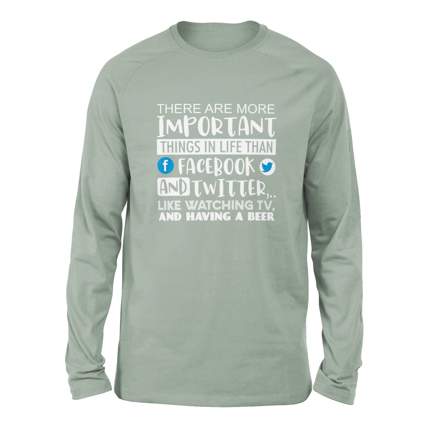 More Important Things In Life Than Fb And Twitter Men/Unisex Drop Shoulder Sweatshirt in Dusty Blue color