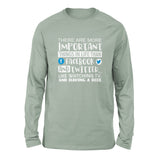 More Important Things In Life Than Fb And Twitter Men/Unisex Drop Shoulder Sweatshirt in Dusty Blue color