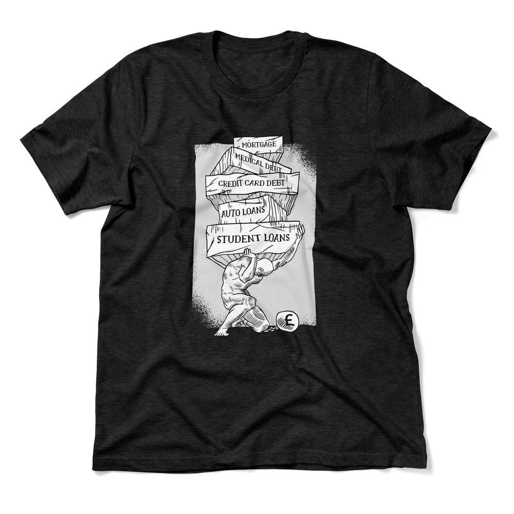 Debt Atlas Men/Unisex T-Shirt in Heather Black color