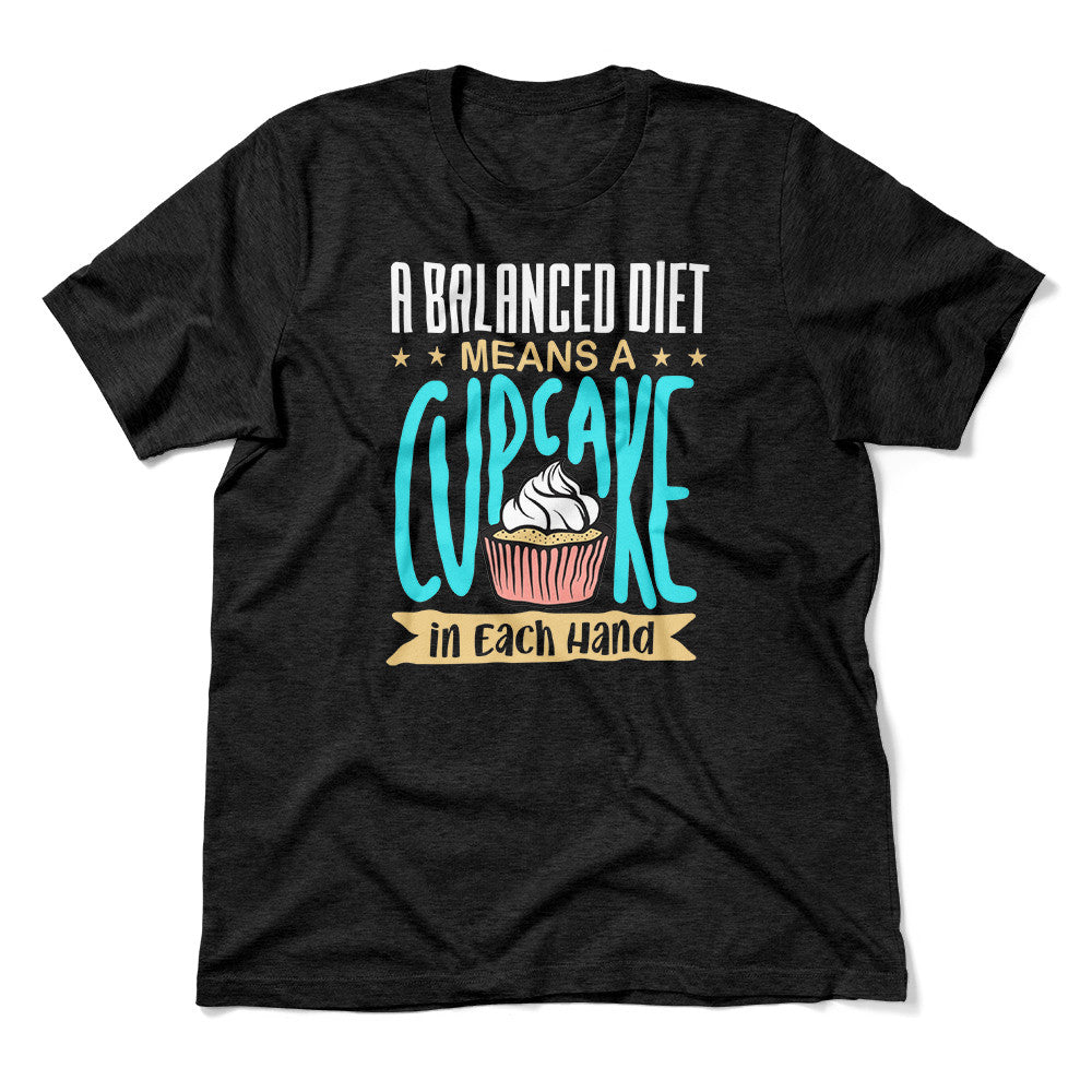 Cupcake - A Balanced Diet Men/Unisex T-Shirt in Heather Black color