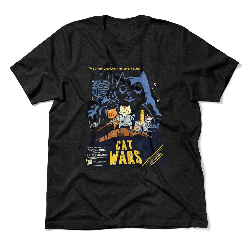 Cat Wars - May The Cat Mint Be With You Men/Unisex T-Shirt in Heather Black color