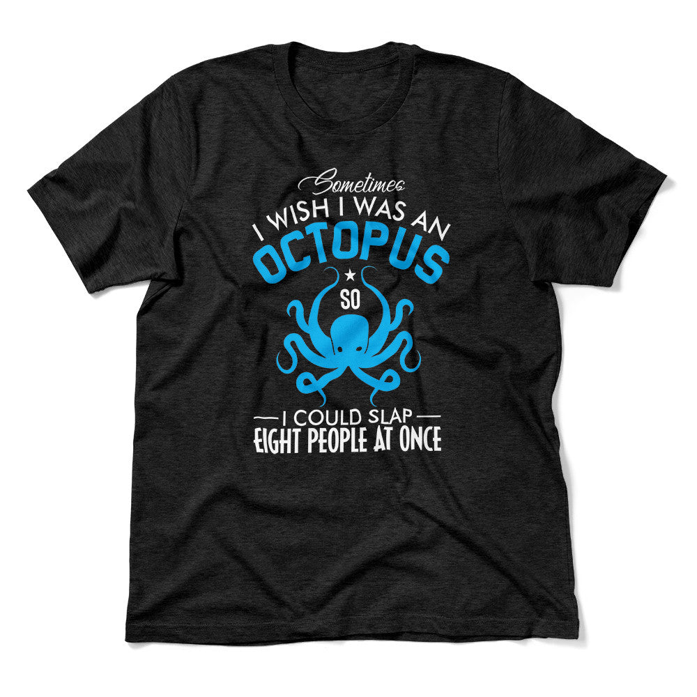 I Wish I Was An Octopus Men/Unisex T-Shirt in Heather Black color