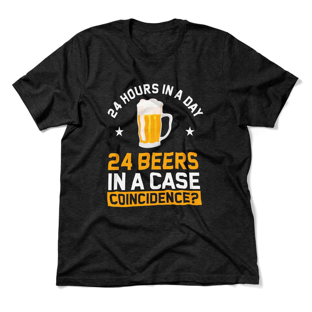 24 Hours In A Day, 24 Beers In A Case. Coincidence Men/Unisex T-Shirt in Heather Black color
