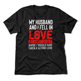 My Husband And I Fell In Love At First Sight Men/Unisex T-Shirt in Heather Black color
