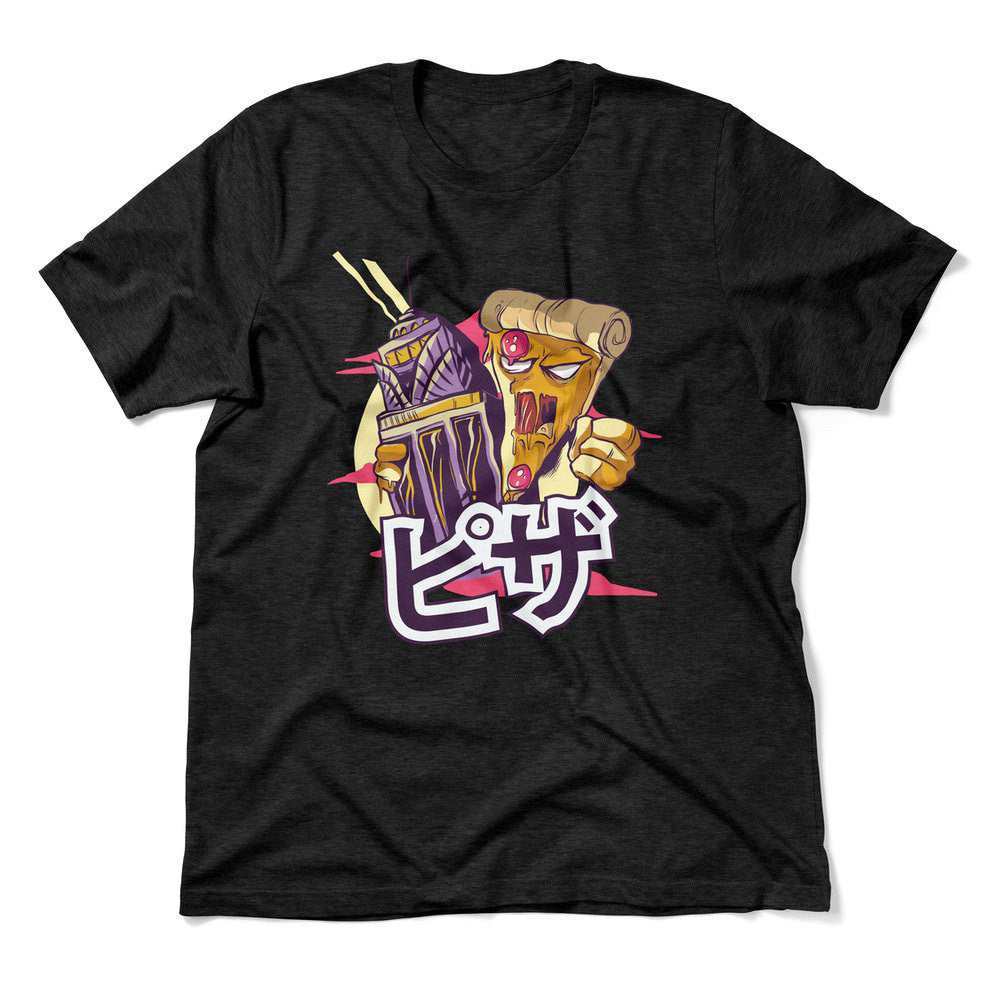 Pizza Kong Men/Unisex T-Shirt in Heather Black color