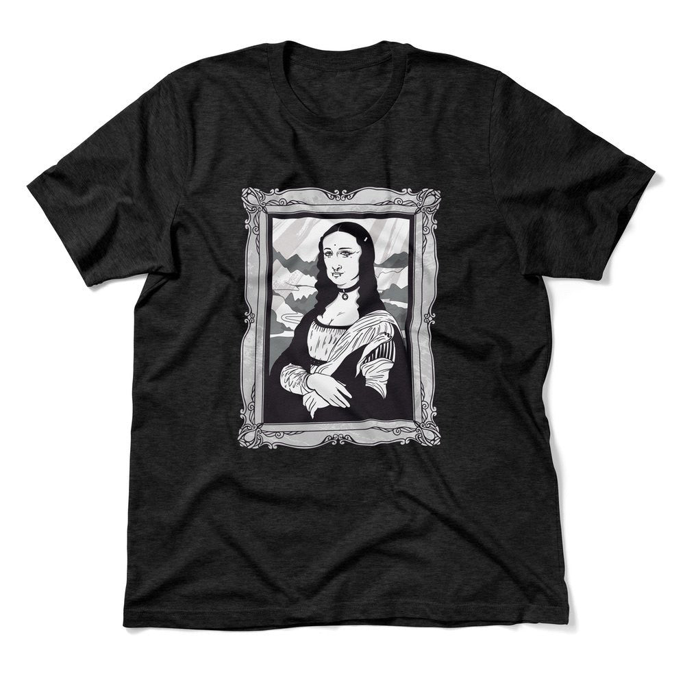 Gothic Monalisa Men/Unisex T-Shirt in Heather Black color