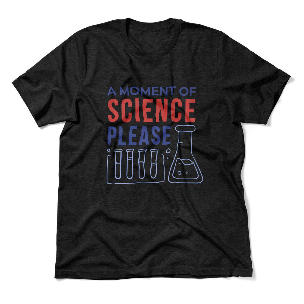 A Moment Of Science Please Men/Unisex T-Shirt in Heather Black color