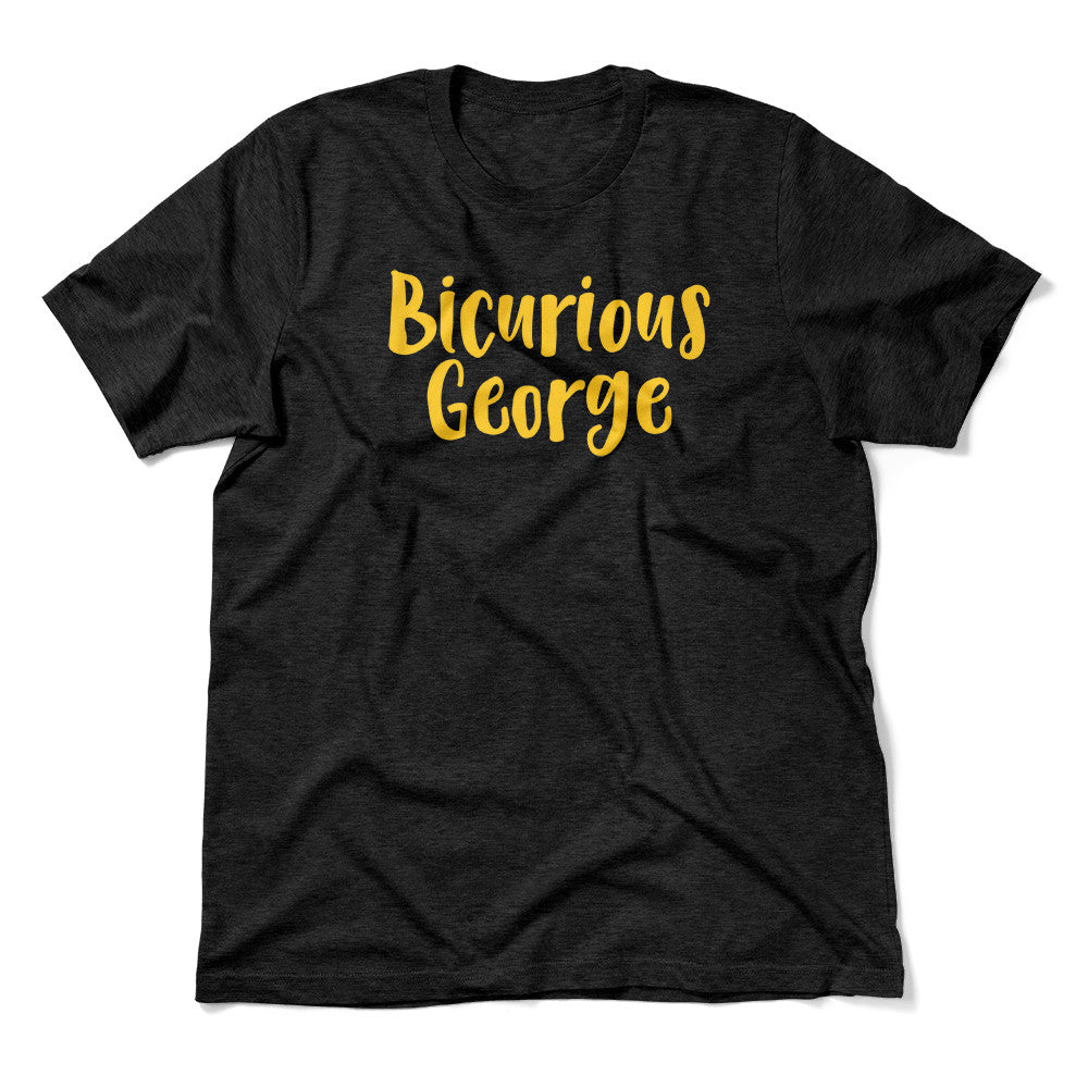 Bicurious George Men/Unisex T-Shirt in Heather Black color