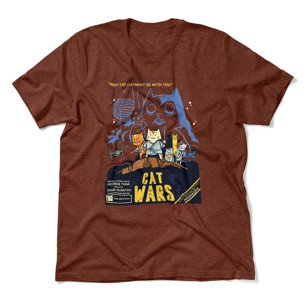 Cat Wars - May The Cat Mint Be With You Men/Unisex T-Shirt in Heather Clay color