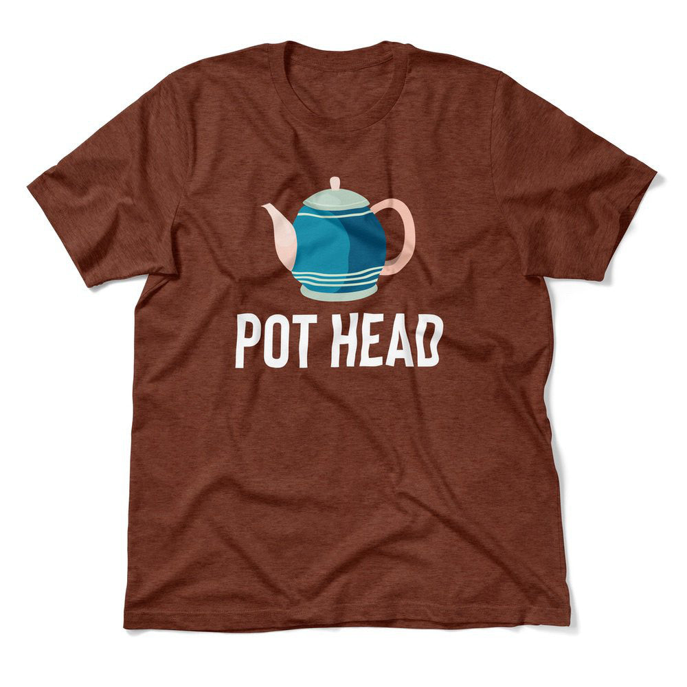 Pot Head Men/Unisex T-Shirt in Heather Clay color
