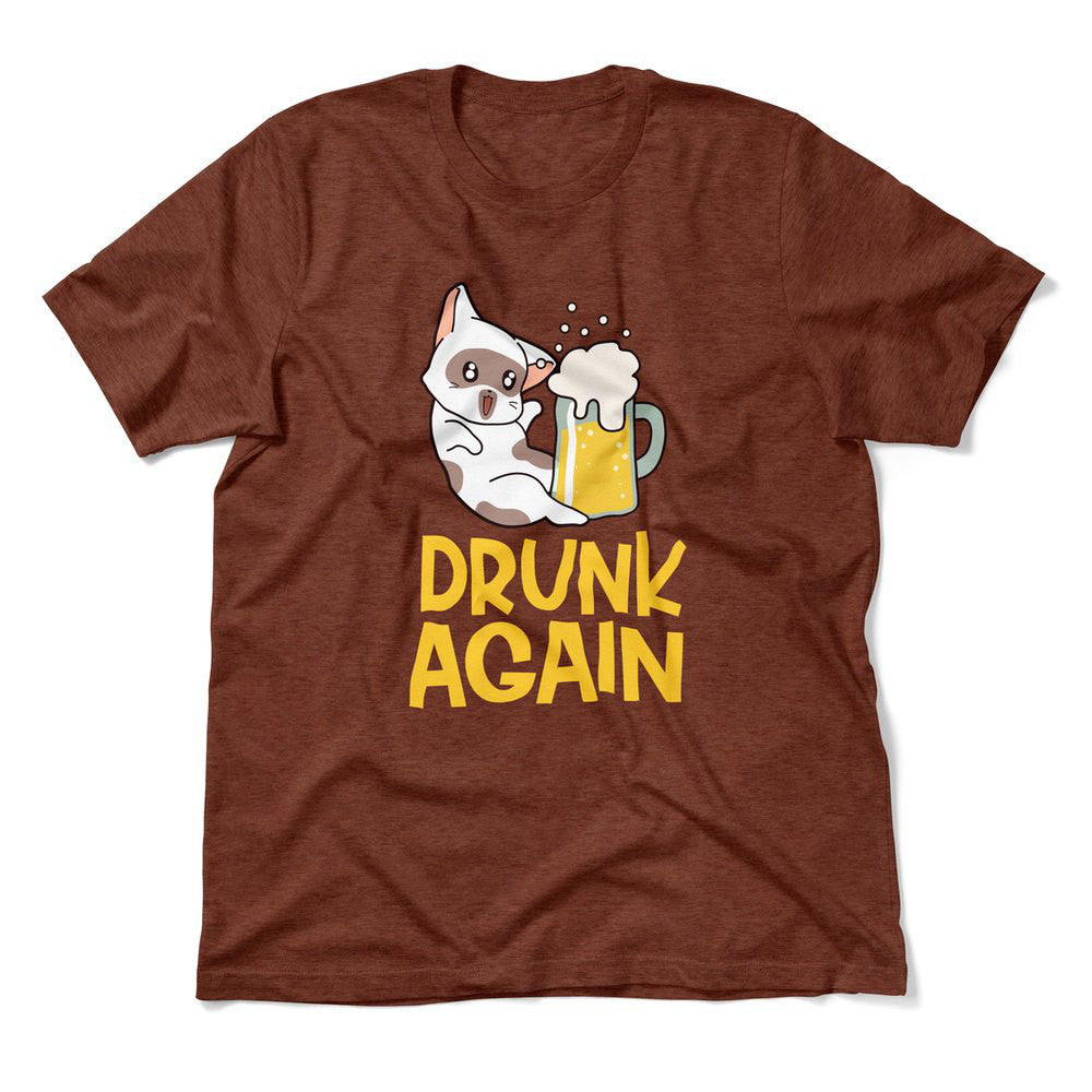 Drunk Again Men/Unisex T-Shirt in Heather Clay color