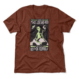 I Mostly Want Peace, Love And Weed Men/Unisex T-Shirt in Heather Clay color
