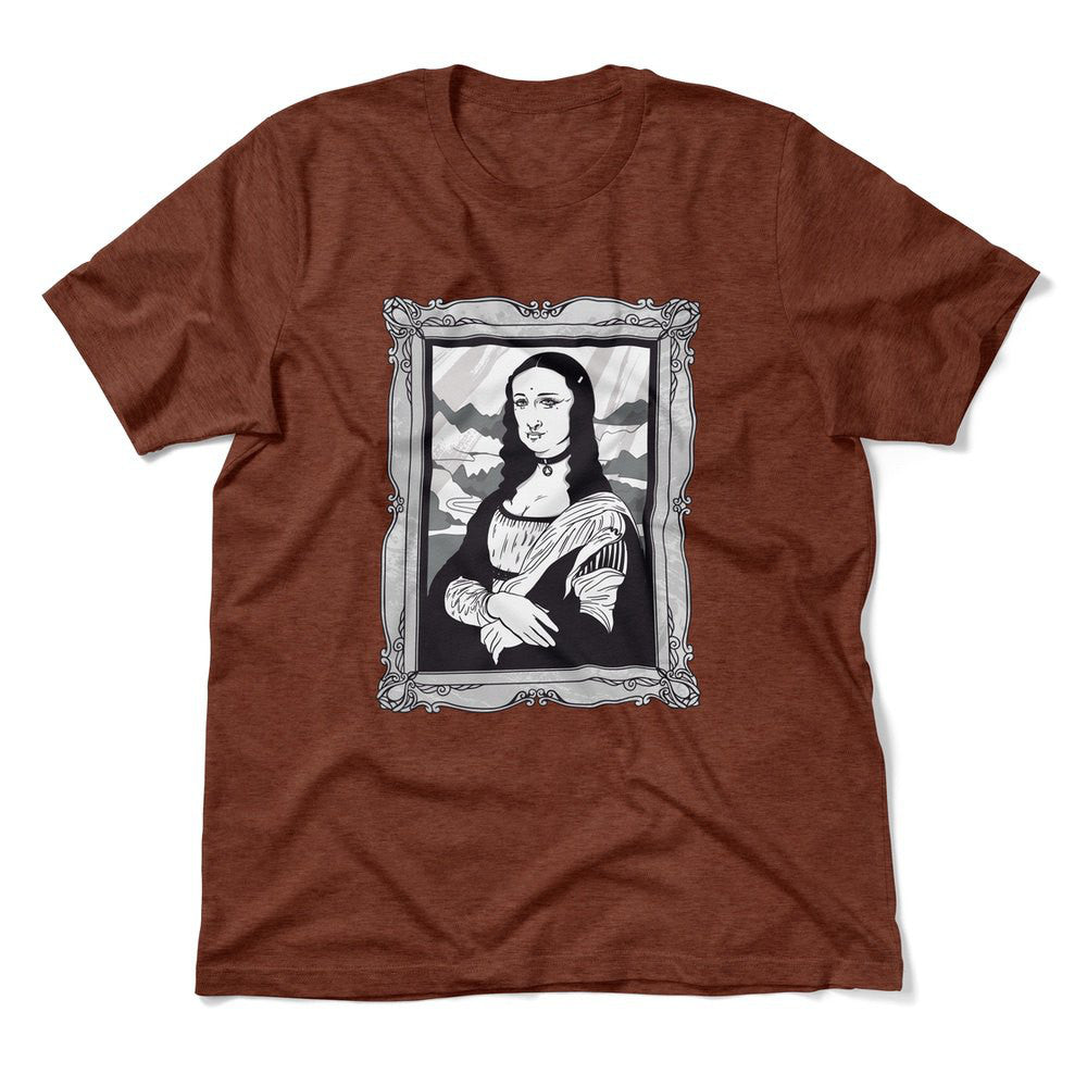 Gothic Monalisa Men/Unisex T-Shirt in Heather Clay color