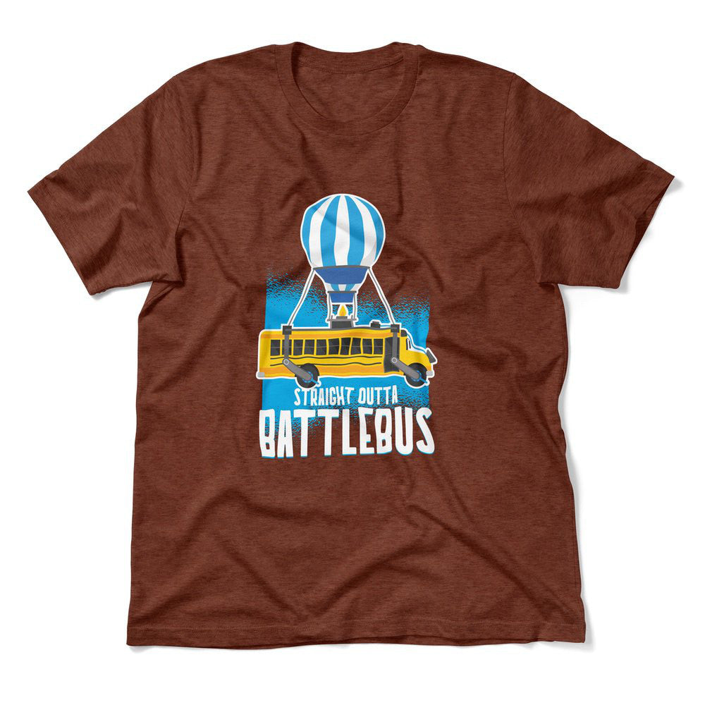 Straight Outta Battle Bus Men/Unisex T-Shirt in Heather Clay color