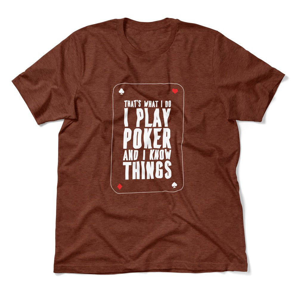 Play Poker Men/Unisex T-Shirt in Heather Clay color