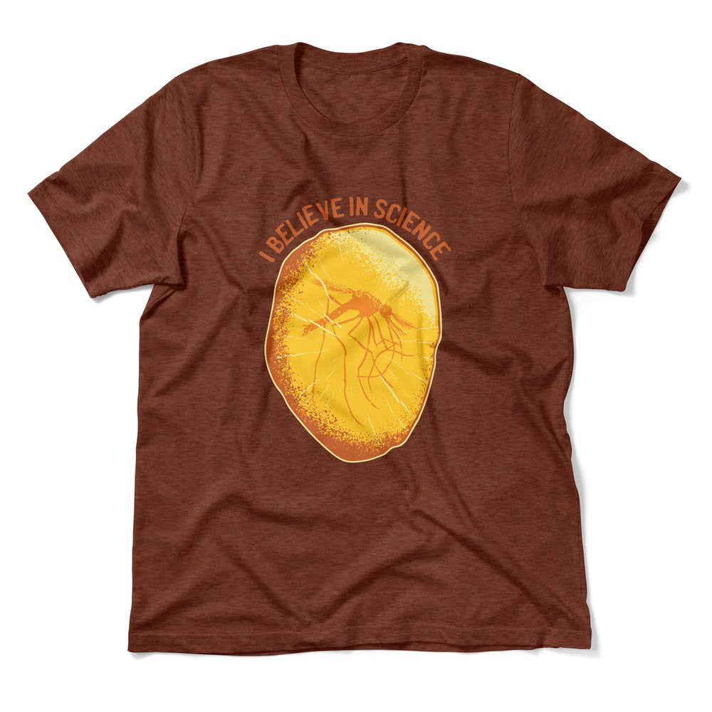 I Believe In Science Men/Unisex T-Shirt in Heather Clay color