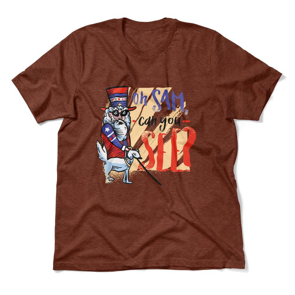 Oh Sam Can You See Men/Unisex T-Shirt in Heather Clay color