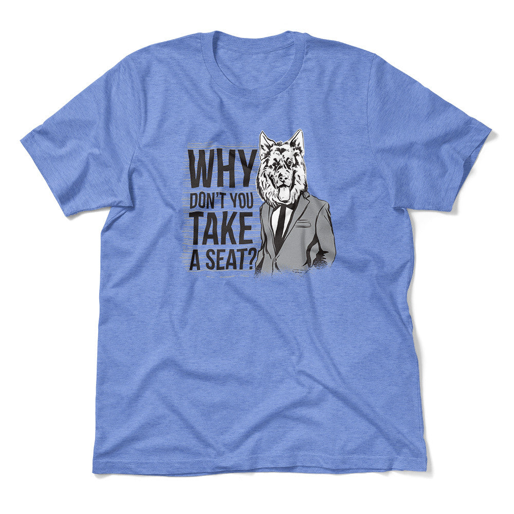 Why Dont You Take A Seat Men/Unisex T-Shirt in Heather Columbia Blue color