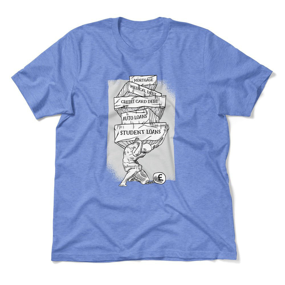 Debt Atlas Men/Unisex T-Shirt in Heather Columbia Blue color