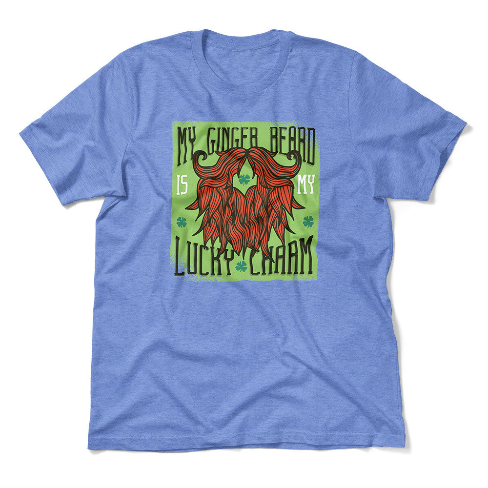 My Ginger Beard Is My Lucky Charm Men/Unisex T-Shirt in Heather Columbia Blue color