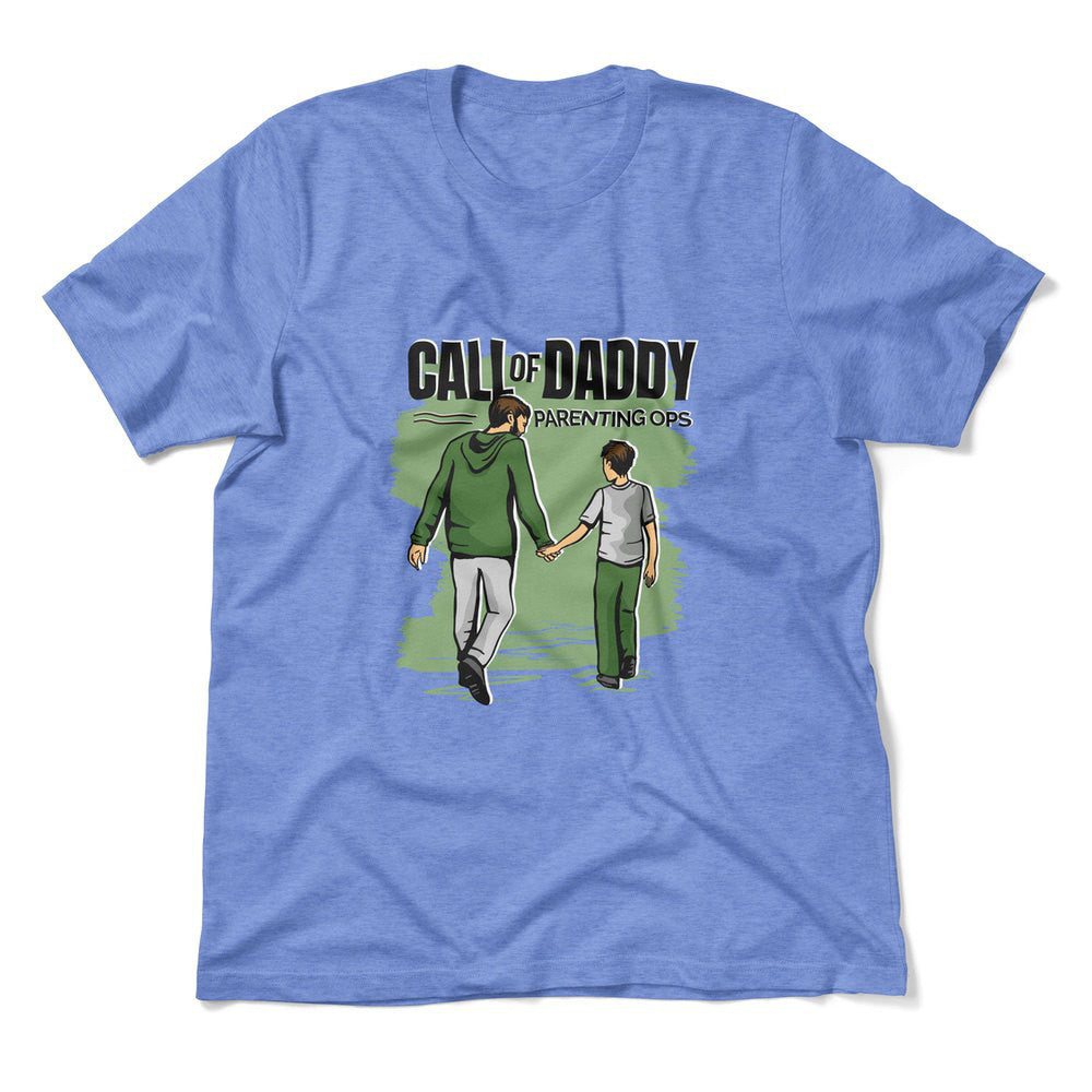 Call Of Daddy Men/Unisex T-Shirt in Heather Columbia Blue color