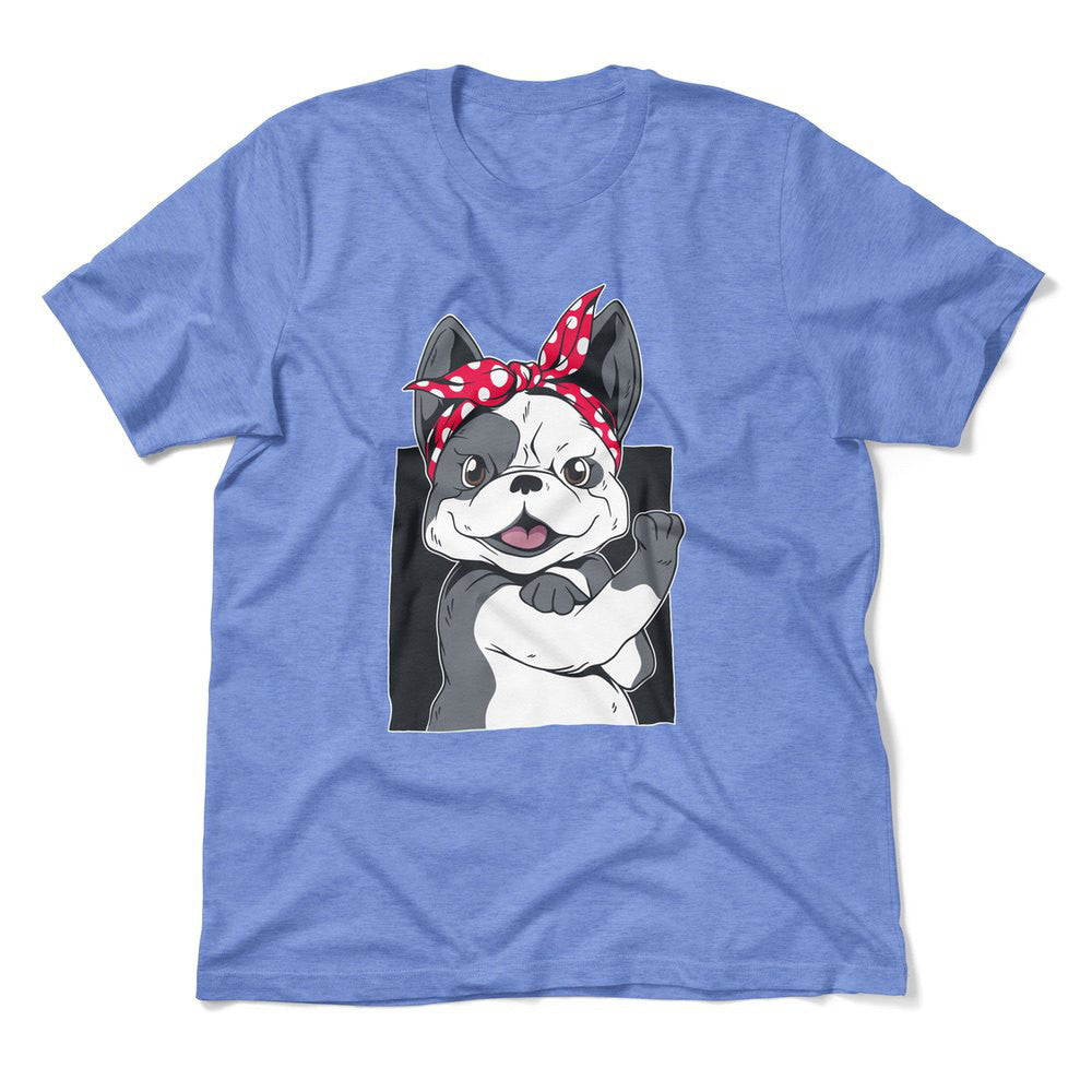 French Bulldog Men/Unisex T-Shirt in Heather Columbia Blue color