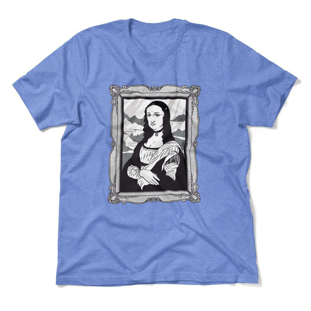 Gothic Monalisa Men/Unisex T-Shirt in Heather Columbia Blue color