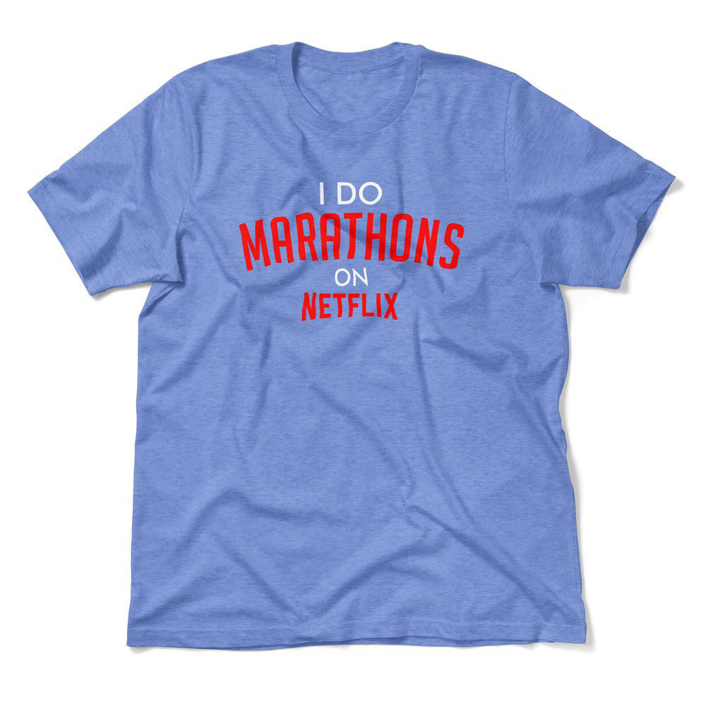 I Do Marathons On Netflix Men/Unisex T-Shirt in Heather Columbia Blue color