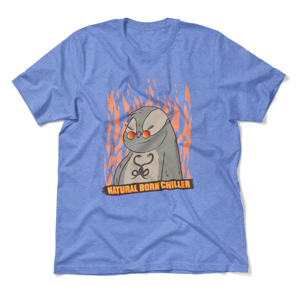 Natural Born Chiller Men/Unisex T-Shirt in Heather Columbia Blue color