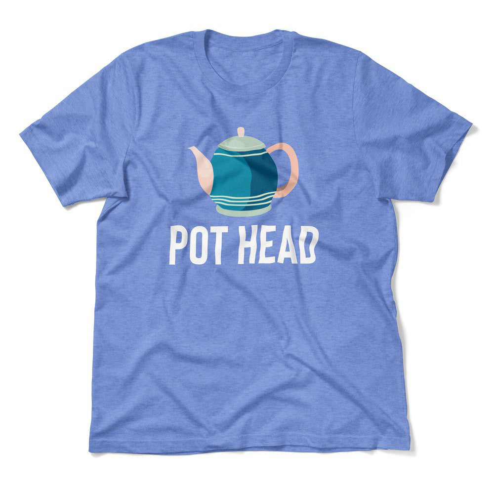 Pot Head Men/Unisex T-Shirt in Heather Columbia Blue color