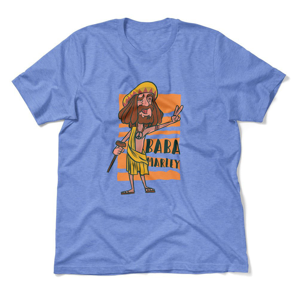 Indian Guru - Baba Marley Men/Unisex T-Shirt in Heather Columbia Blue color