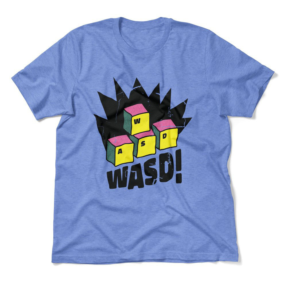 WASD Keyboard For Gamers Men/Unisex T-Shirt in Heather Columbia Blue color