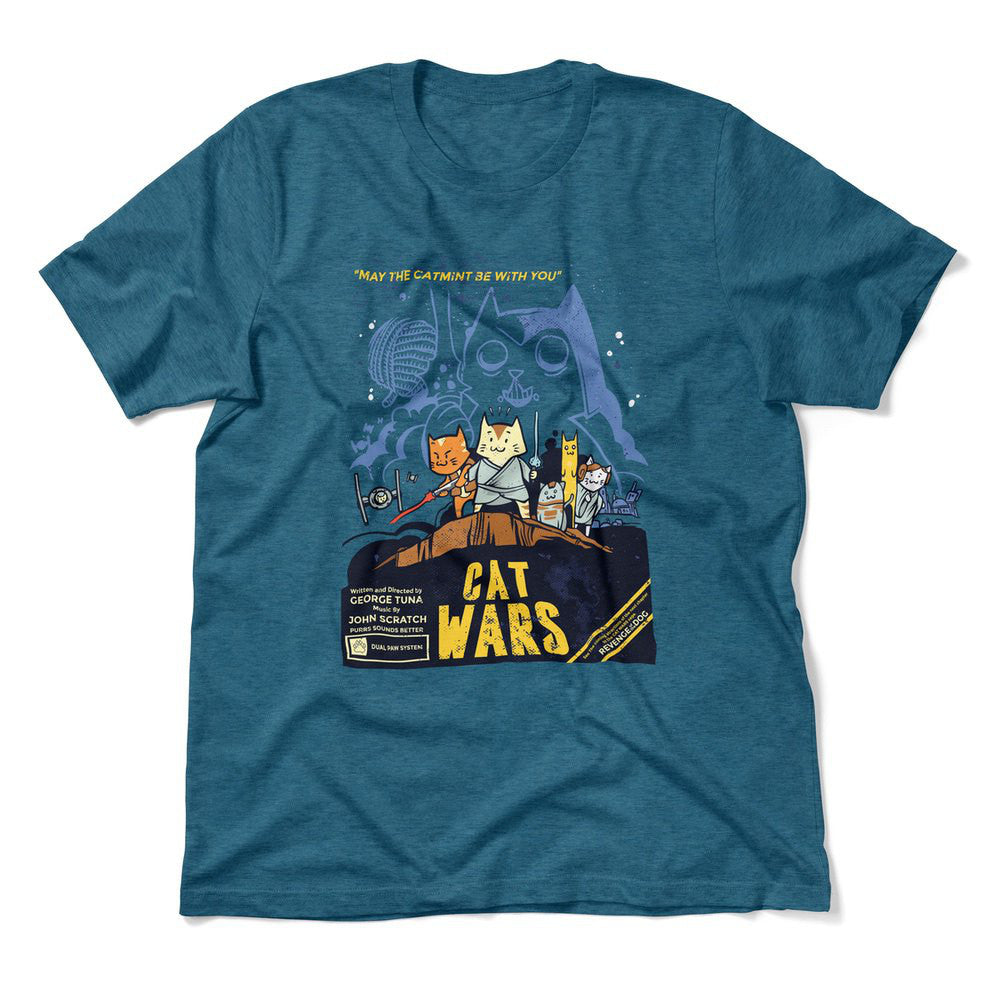 Cat Wars - May The Cat Mint Be With You Men/Unisex T-Shirt in Heather Deep Teal color