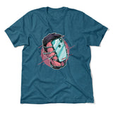 Phone Face Hugger Men/Unisex T-Shirt in Heather Deep Teal color