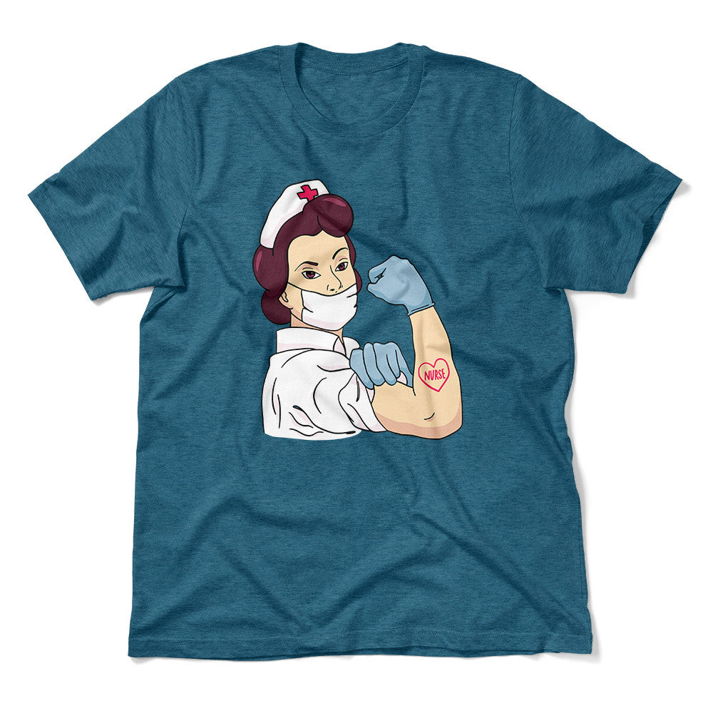 Strong Nurse Men/Unisex T-Shirt in Heather Deep Teal color