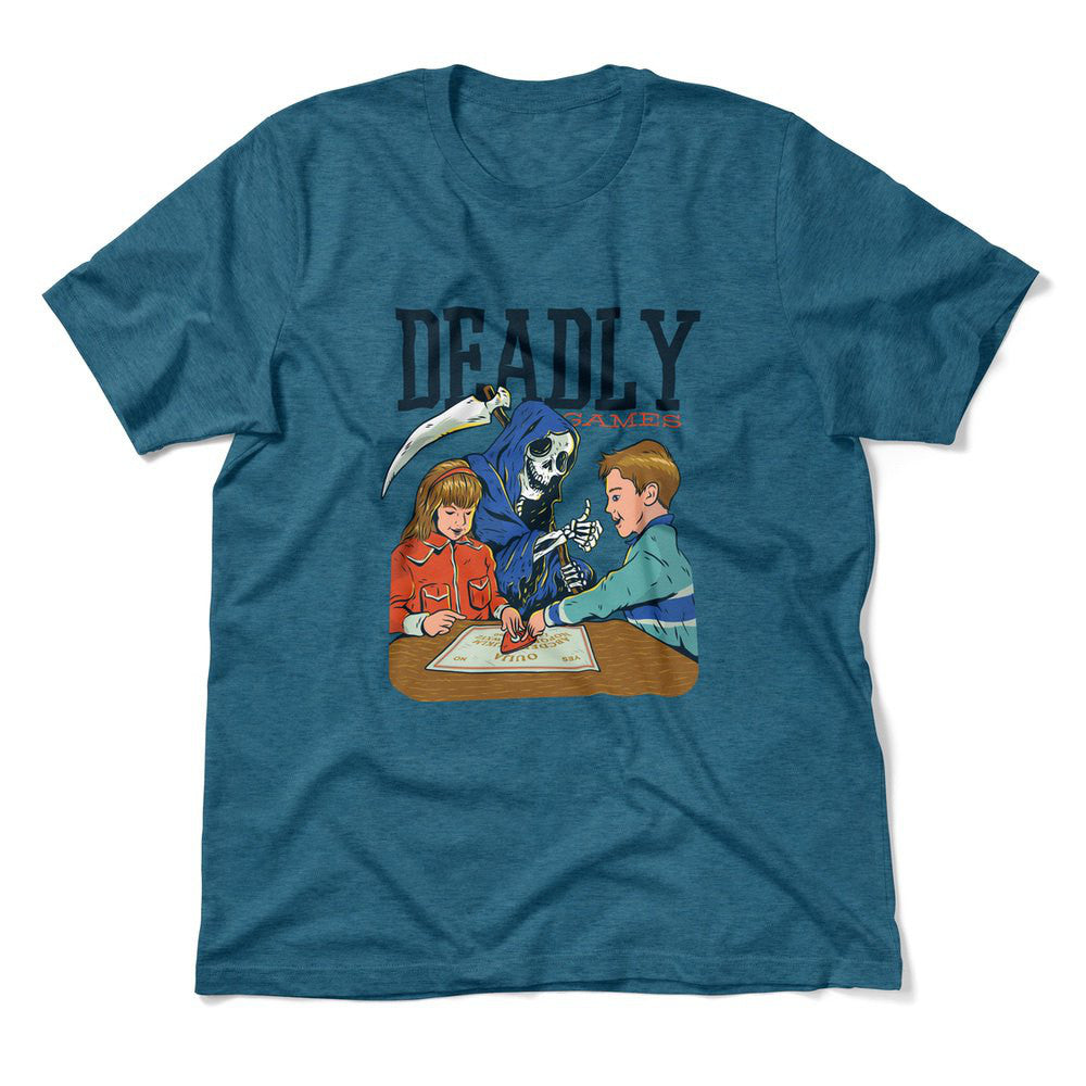 Deadly Games Men/Unisex T-Shirt in Heather Deep Teal color