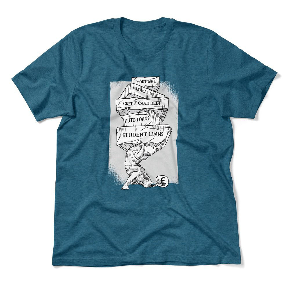 Debt Atlas Men/Unisex T-Shirt in Heather Deep Teal color