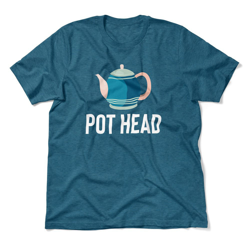Pot Head Men/Unisex T-Shirt in Heather Deep Teal color