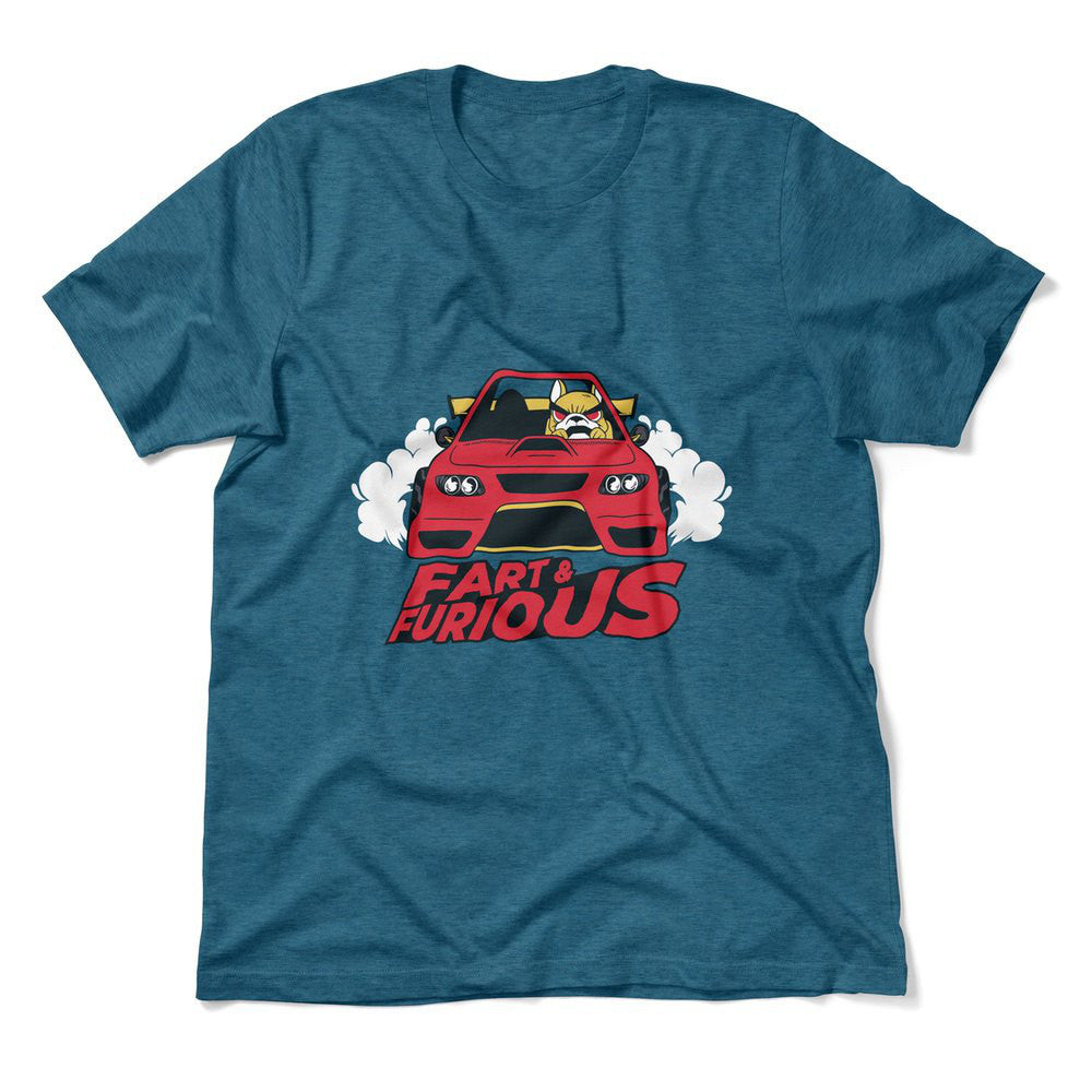 Fart And Furious Men/Unisex T-Shirt in Heather Deep Teal color