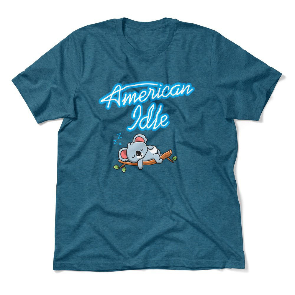 American Idle Men/Unisex T-Shirt in Heather Deep Teal color
